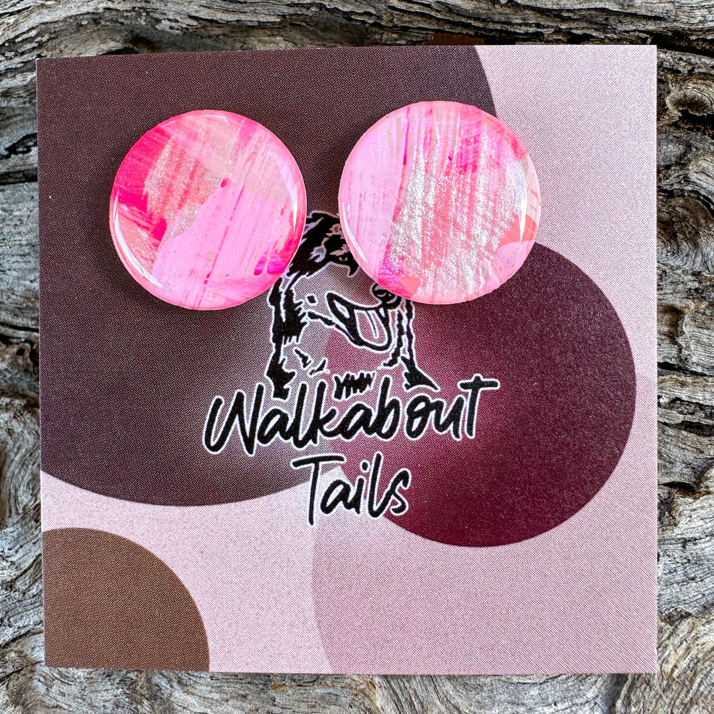 Brushed Pink Large Stud Earrings