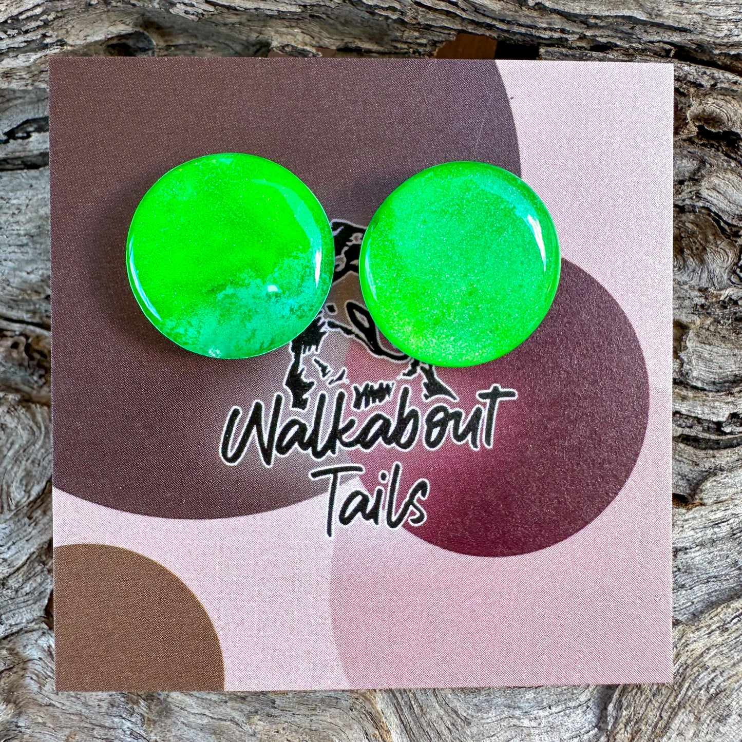 Pearlescent Green Large Stud Earrings