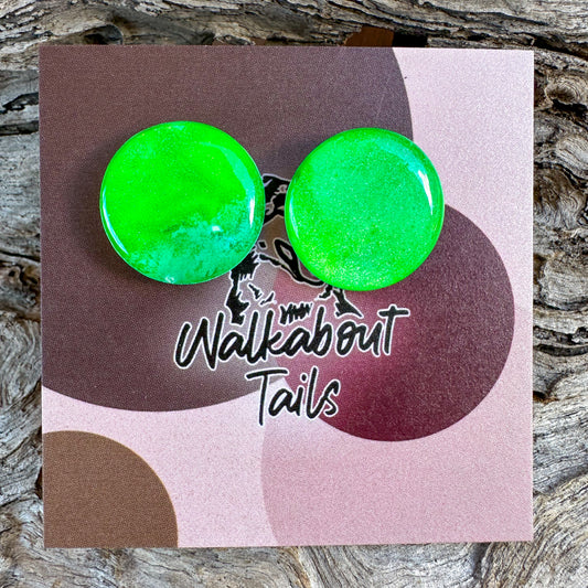 Pearlescent Green Large Stud Earrings