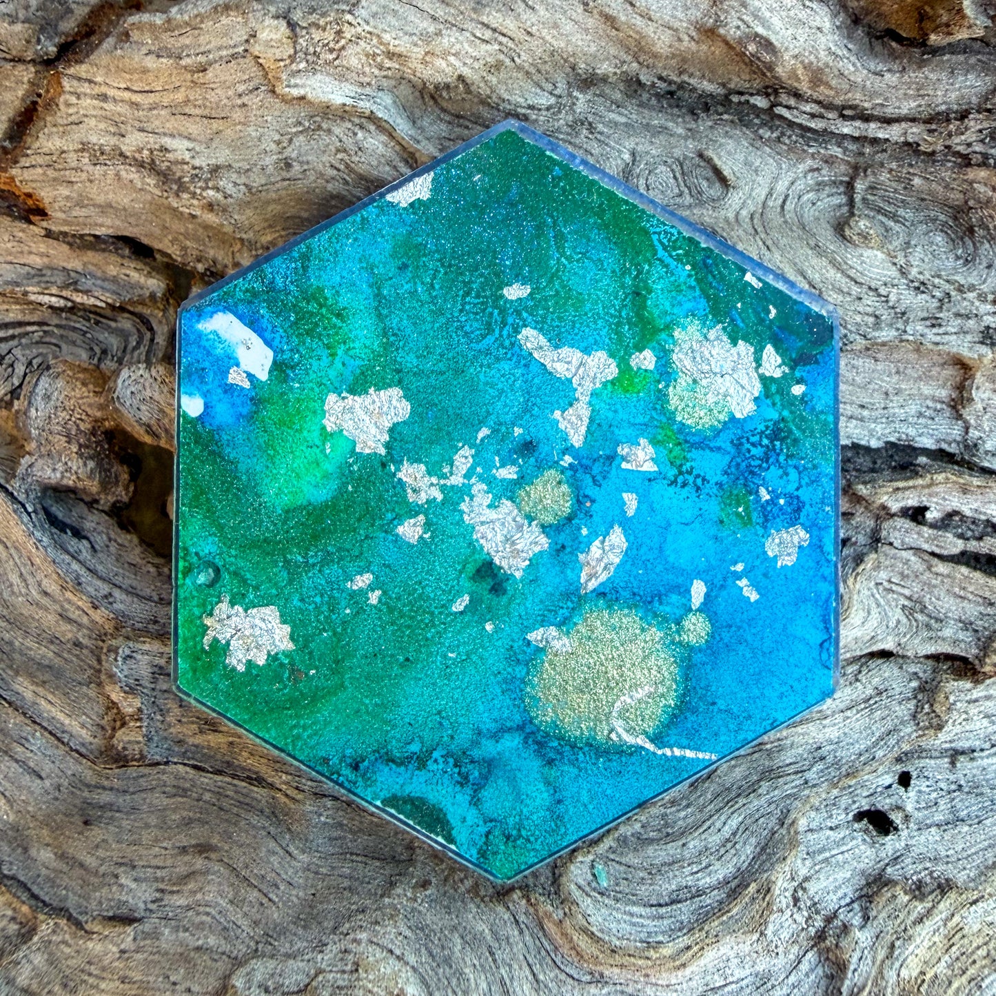 Large Hexagon Watercolour Tag