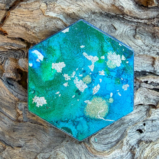Large Hexagon Watercolour Tag